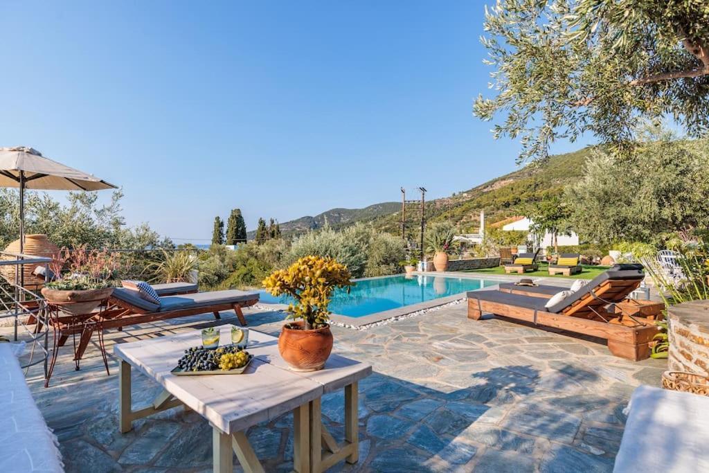 Skopelos Blue Heaven Pool Villa In Olive Grove Exterior photo