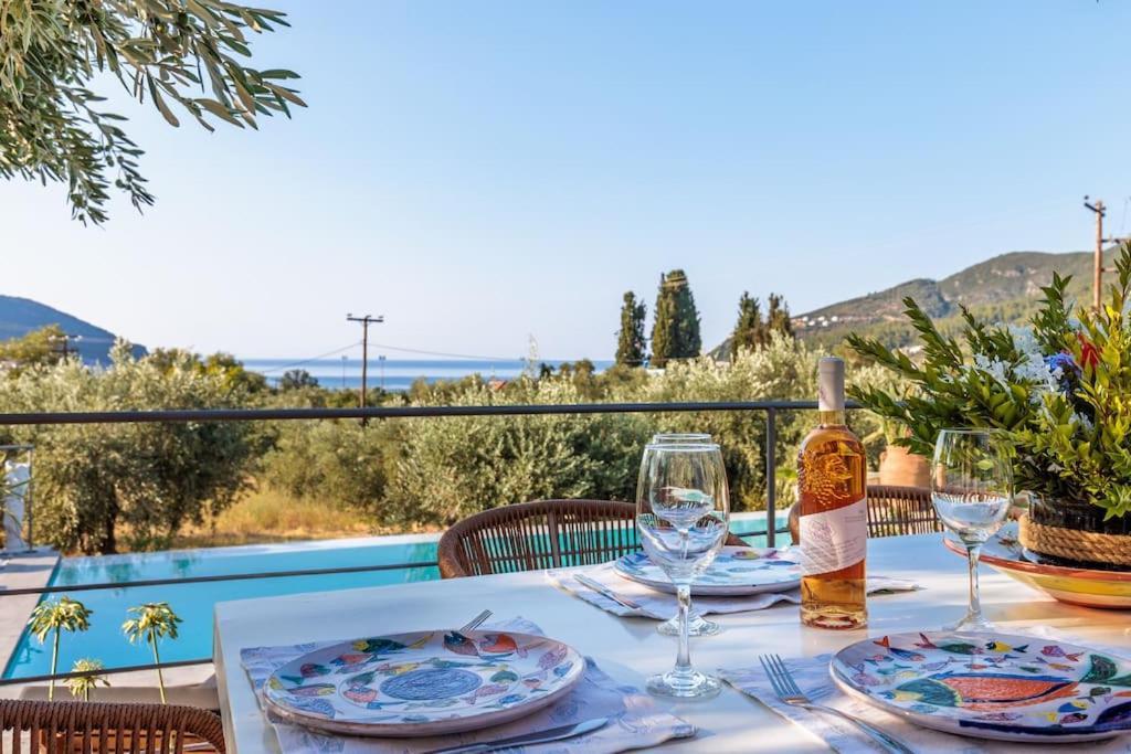 Skopelos Blue Heaven Pool Villa In Olive Grove Exterior photo